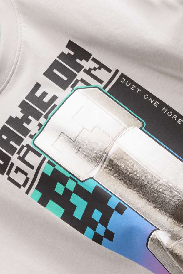 Kinder Buben - Minecraft - Kurzarmshirt - hellgrau