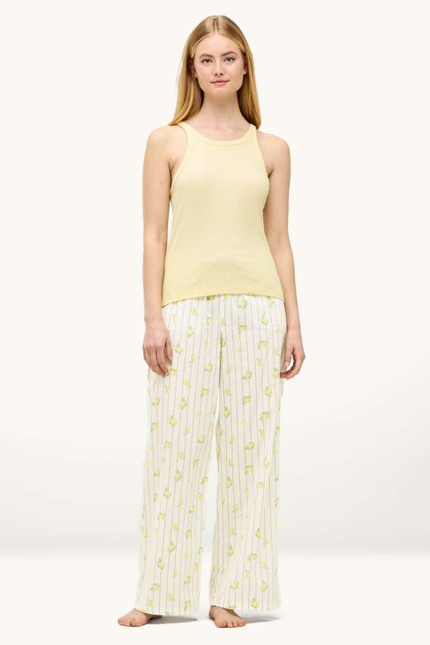 Damen - Pyjama - gemustert - gelb