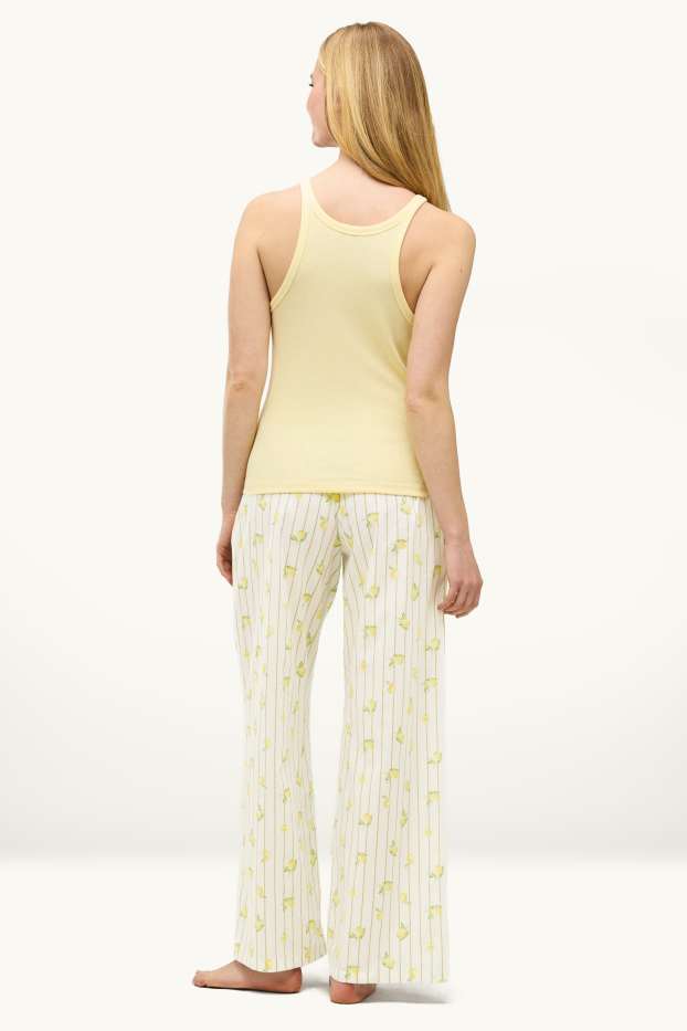 Damen - Pyjama - gemustert - gelb