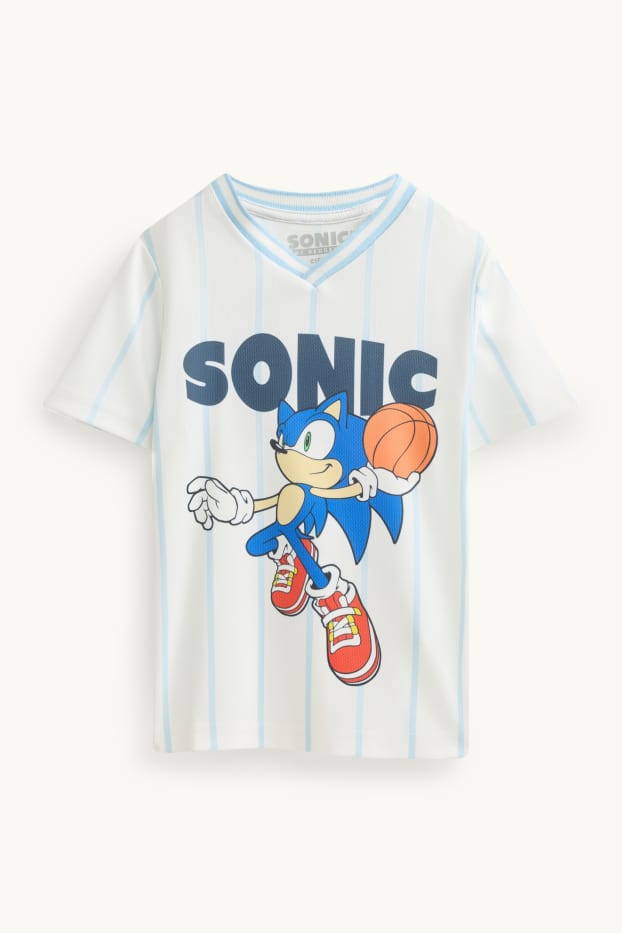 Kinder Buben - Sonic - Kurzarmshirt - gestreift - weiß