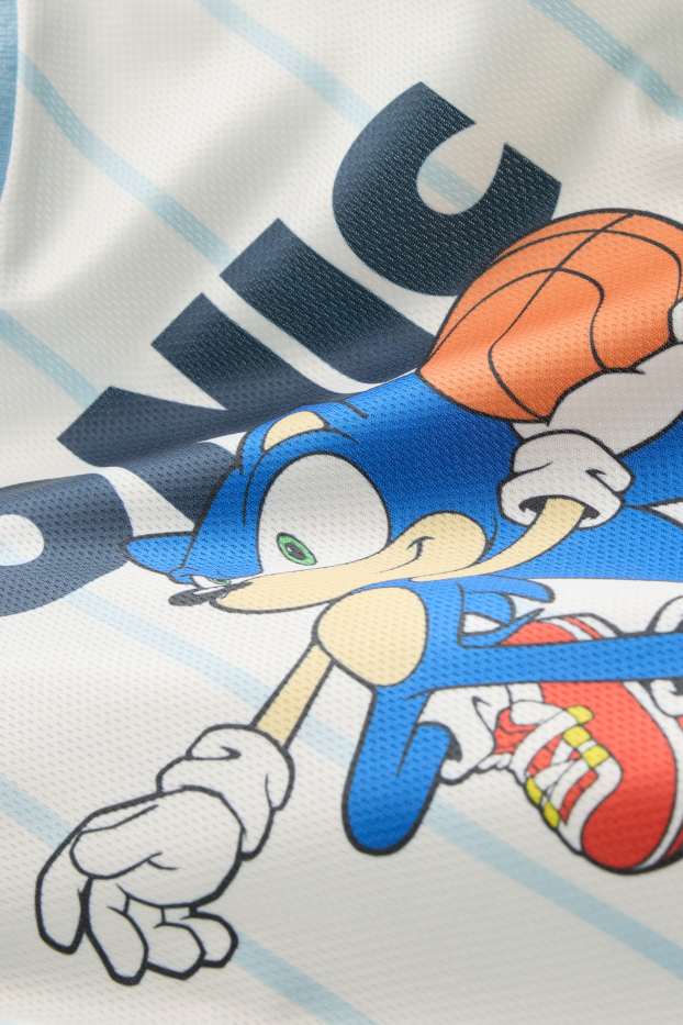 Kinder Buben - Sonic - Kurzarmshirt - gestreift - weiß