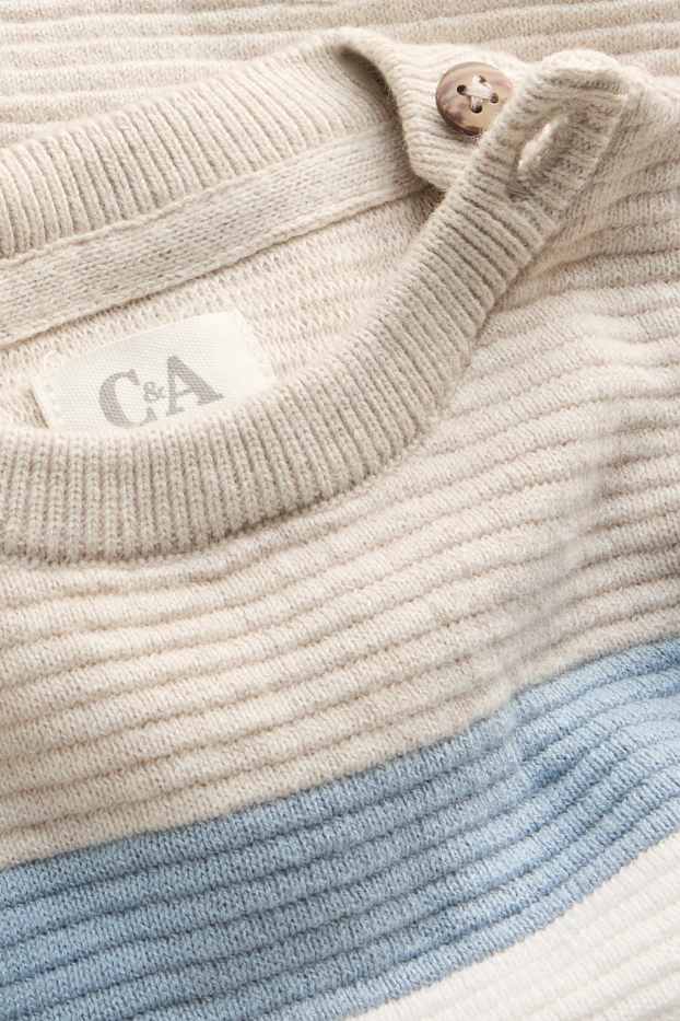 Baby Buben - Baby-Pullover - gerippt - gestreift - beige