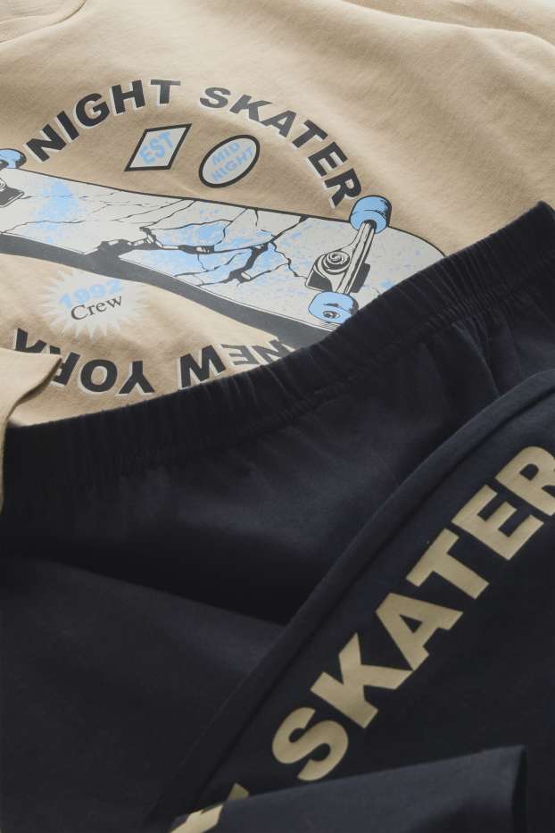 Kinder Buben - Skater - Pyjama - 2 teilig - schwarz