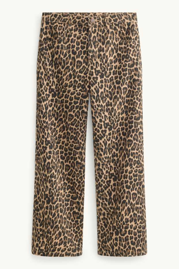 Copii - Fete - Wide leg jeans - cu model - maro