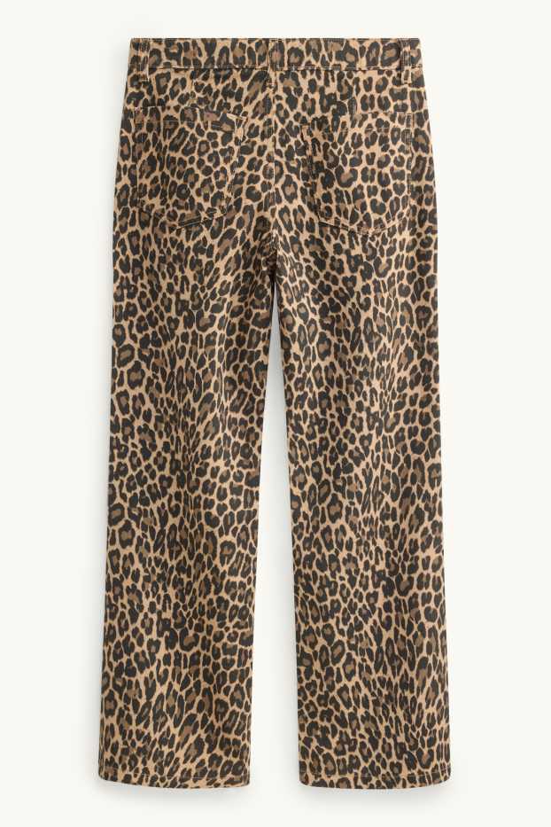 Copii - Fete - Wide leg jeans - cu model - maro