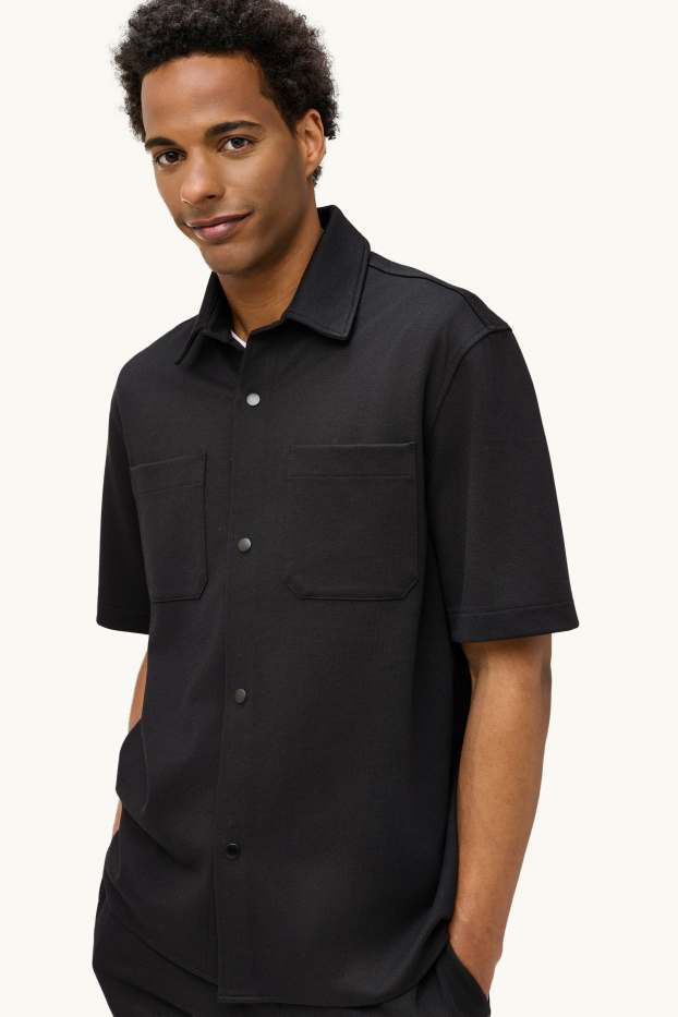 Home - Camisa - relaxed fit - Kent - texturada - negre
