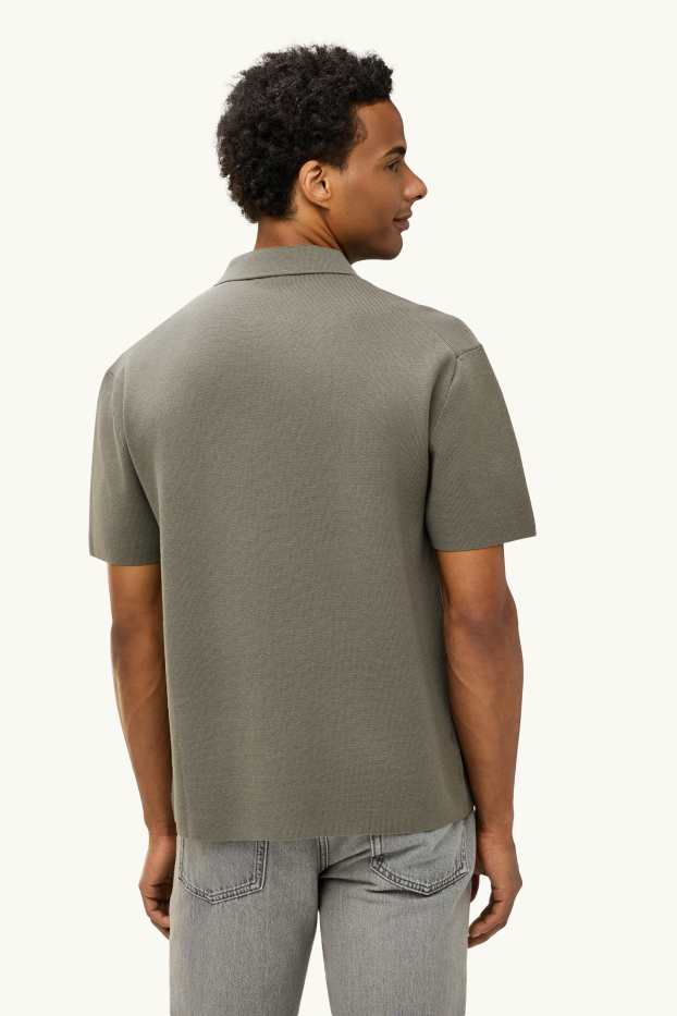 Herren - Strick-Poloshirt - Regular Fit - grün