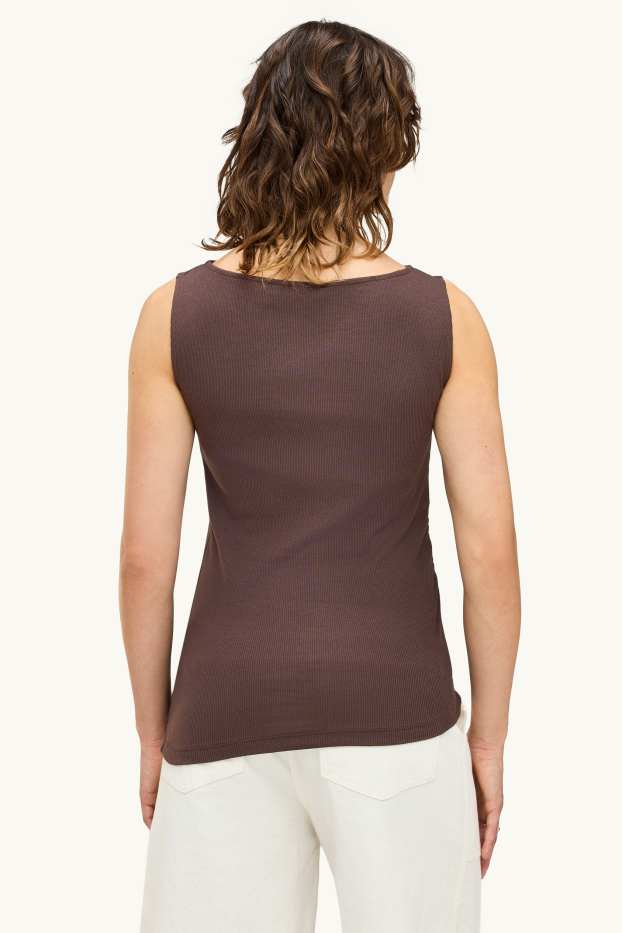 Damen - Top - gerippt - dunkelbraun
