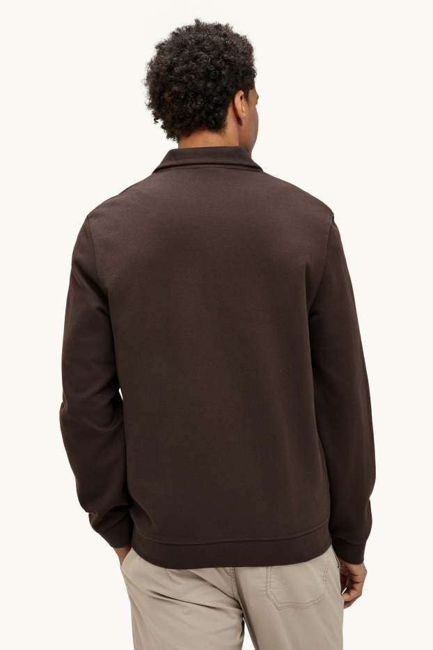 Herren - Sweatjacke - gerippt - dunkelbraun