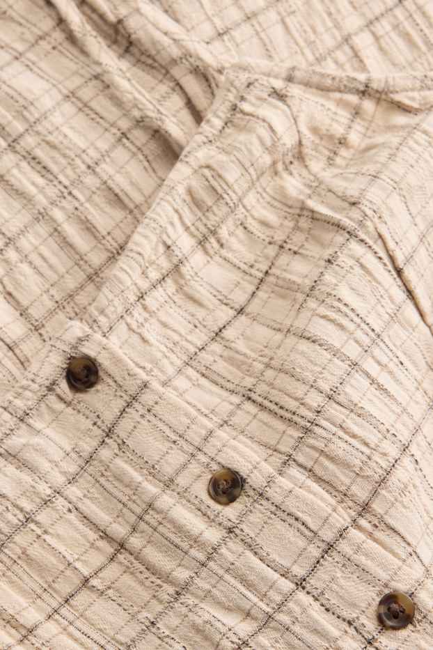 Dames - Fit & flare-jurk - geruit - beige