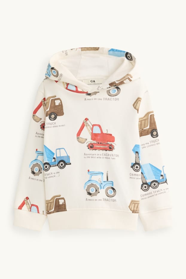 Kinder Buben - Baufahrzeug - Set - Hoodie und Jogginghose - 2 teilig - dunkelblau / cremeweiß