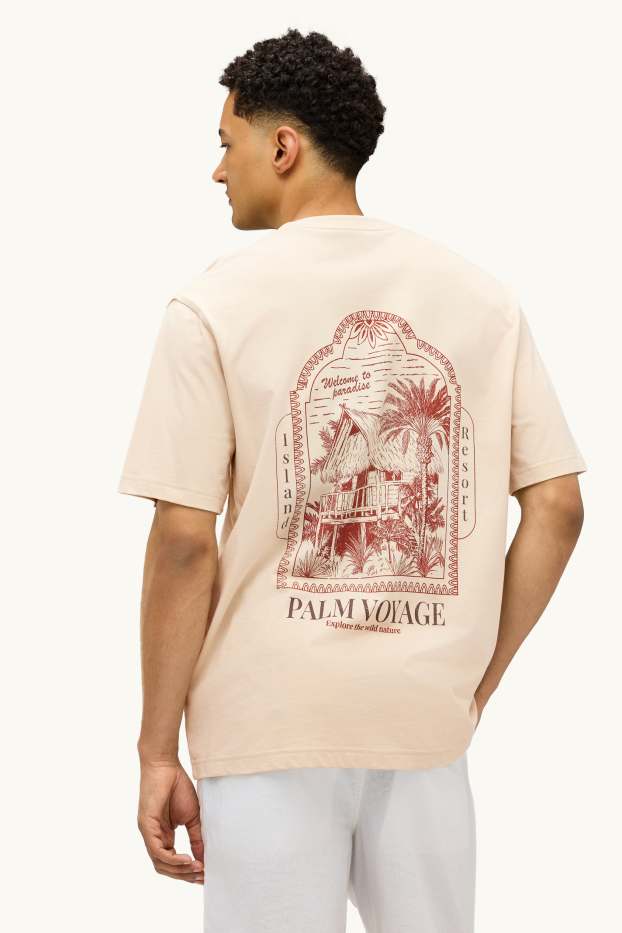 Pánské - Tričko - relaxed fit - béžová