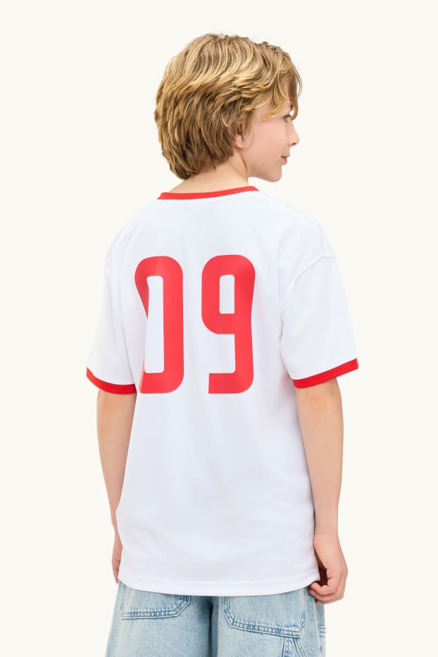 Kinder Buben - Kroatien - Kurzarmshirt - weiß / rot