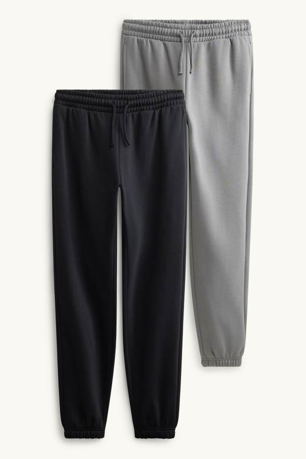 Kinder Jungen - Multipack 2er - Jogginghose - schwarz / grau