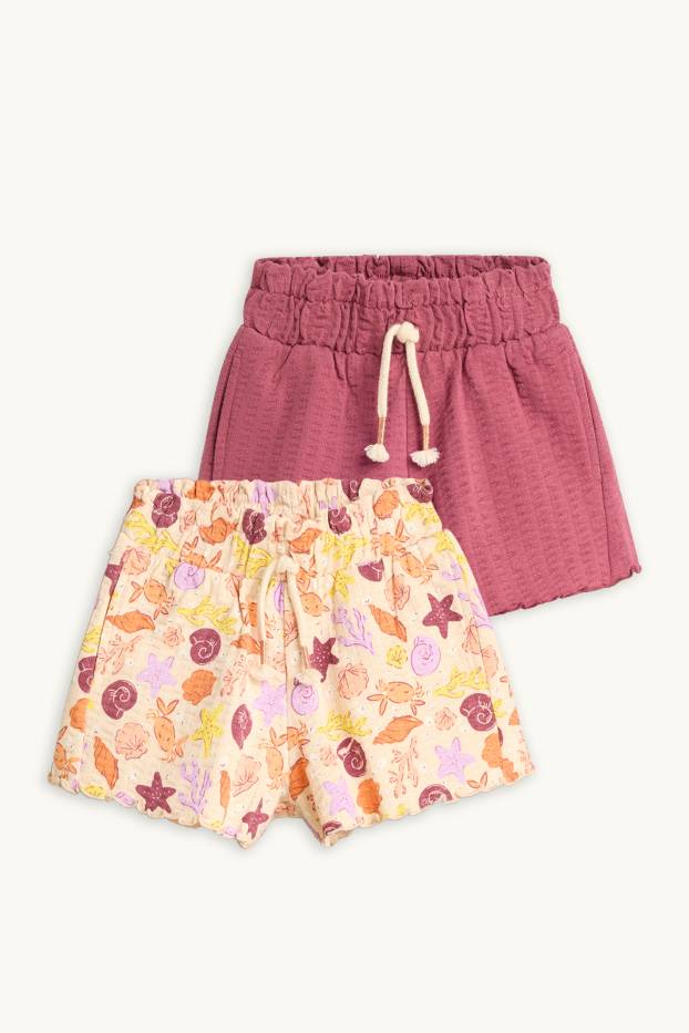 Nena - Paquet de 2 - mar - pantalons curts - texturats - vermell clar