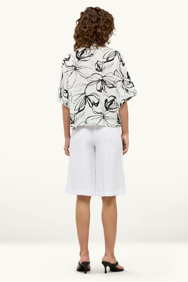 Donna - Bermuda con cintura - vita alta - bianco