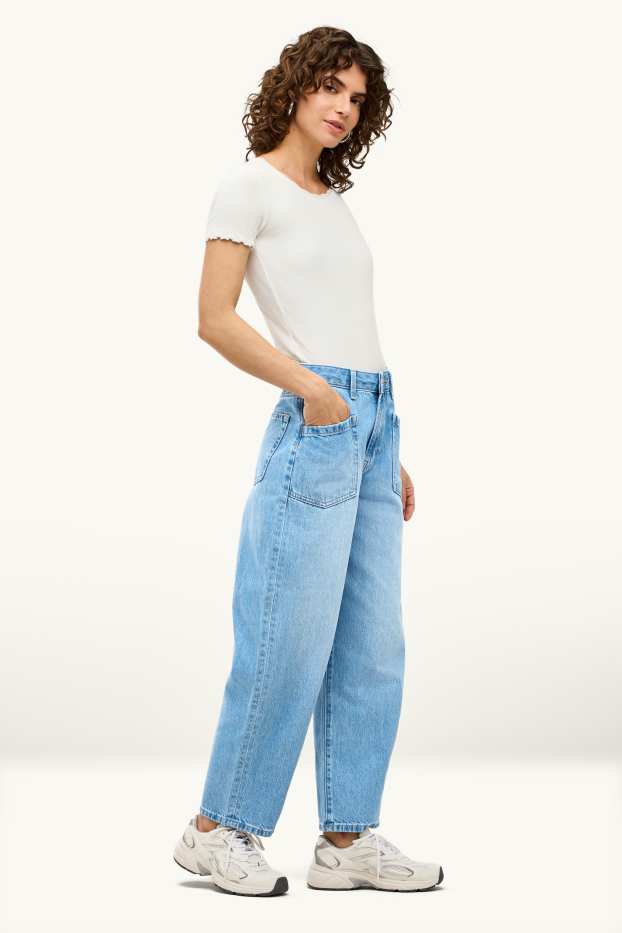 Donna - Barrel jeans - vita alta - jeans azzurro