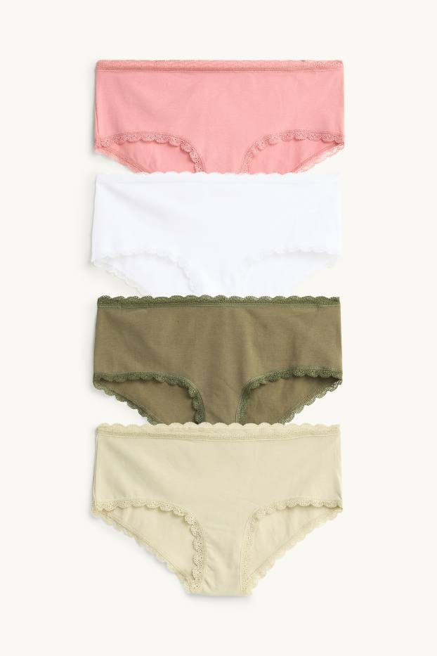 Femmes - Lot de 4 - shortys - vert / rose