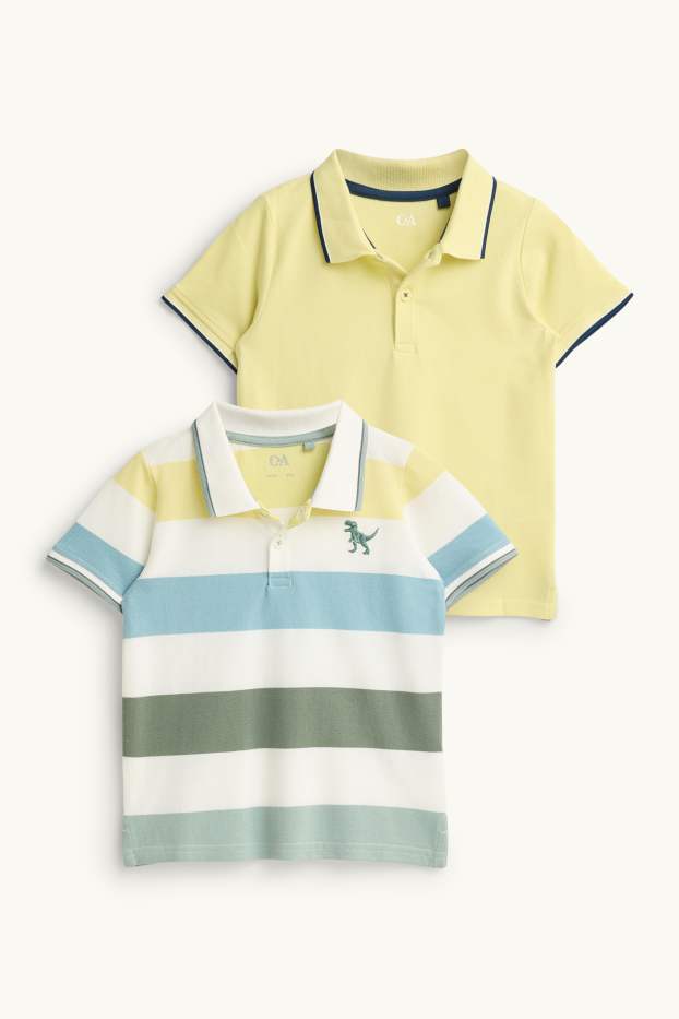 Enfants garçons - Lot de 2 - dinosaure - polo - jaune