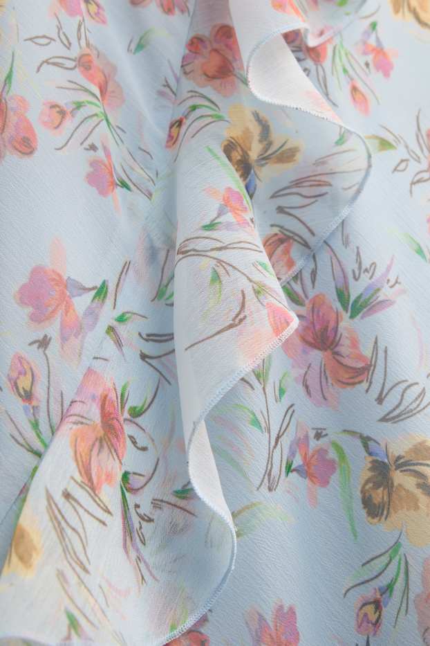Femmes - Robe fit & flare avec encolure en V - à fleurs - bleu clair
