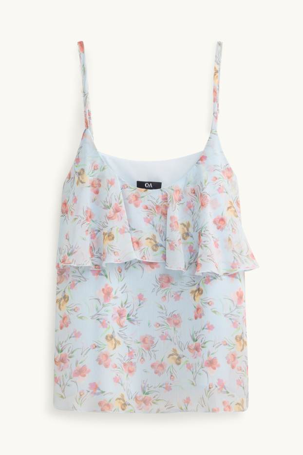 Women - Chiffon blouse top - floral - light blue
