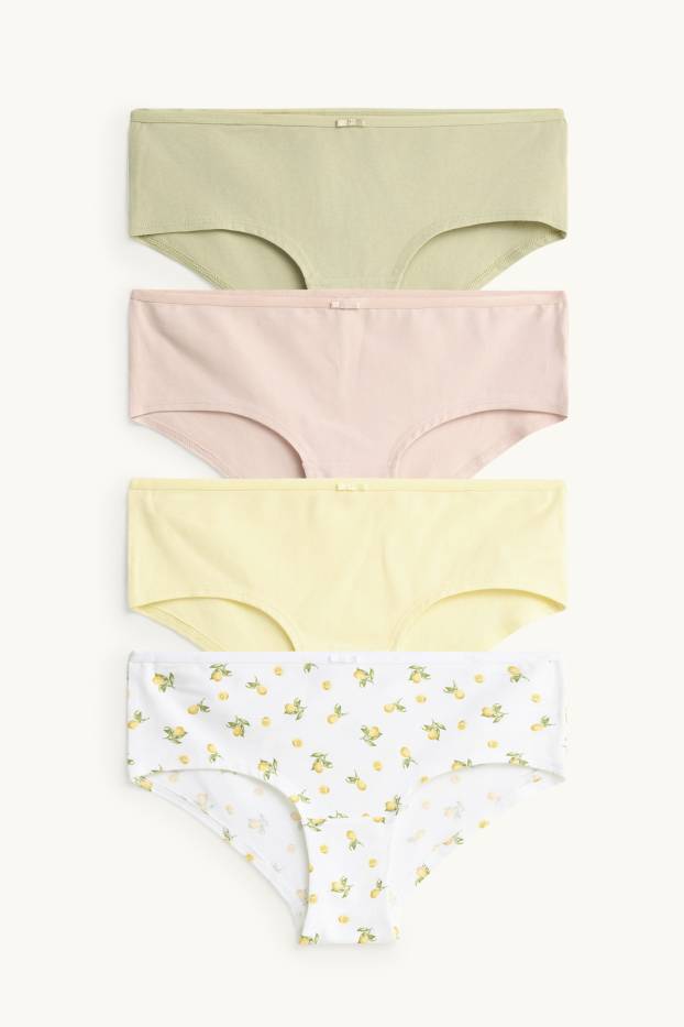 Femmes - Lot de 4 - shortys - blanc / jaune