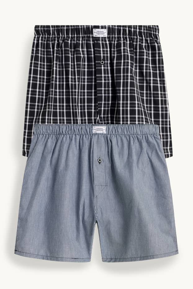 Herren - Multipack 2er - Boxershorts - gewebt - schwarz / weiß