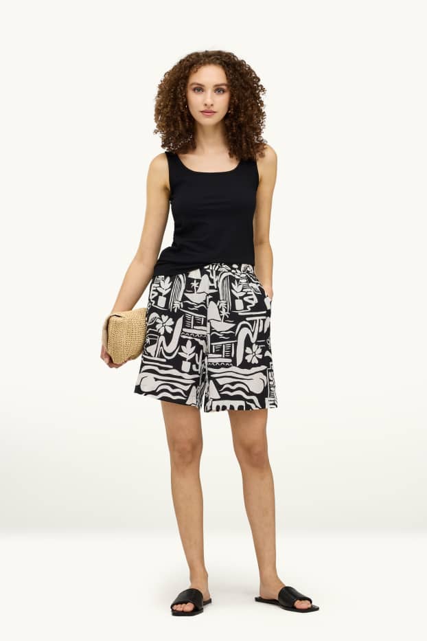 Dona - Pantalons curts - amb motiu - blanc/negre