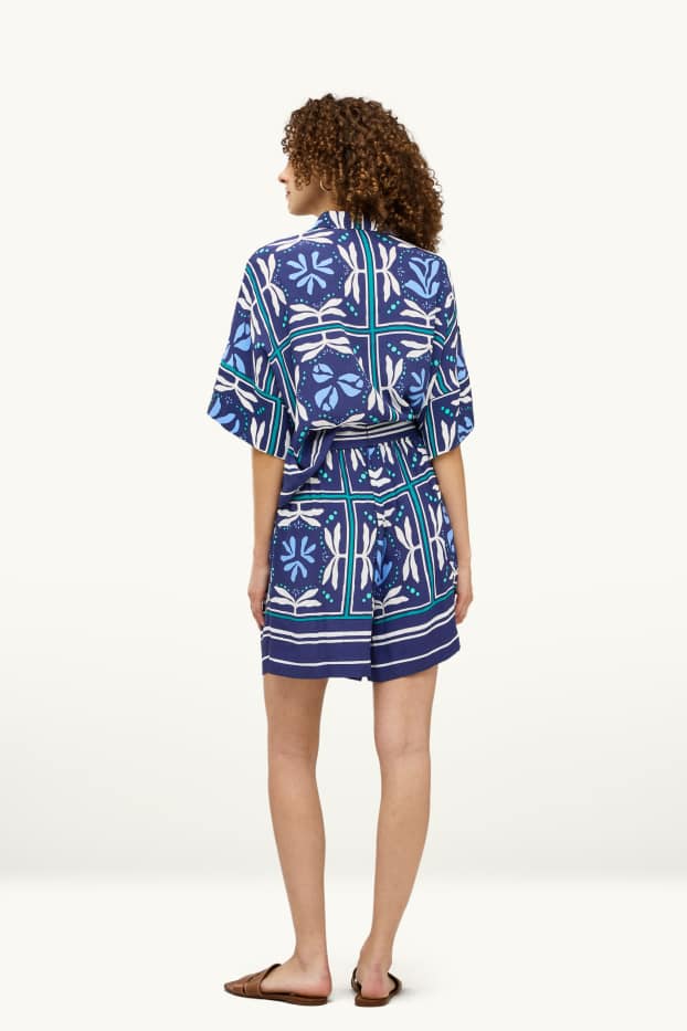 Dames - Short - high waist - met patroon - blauw