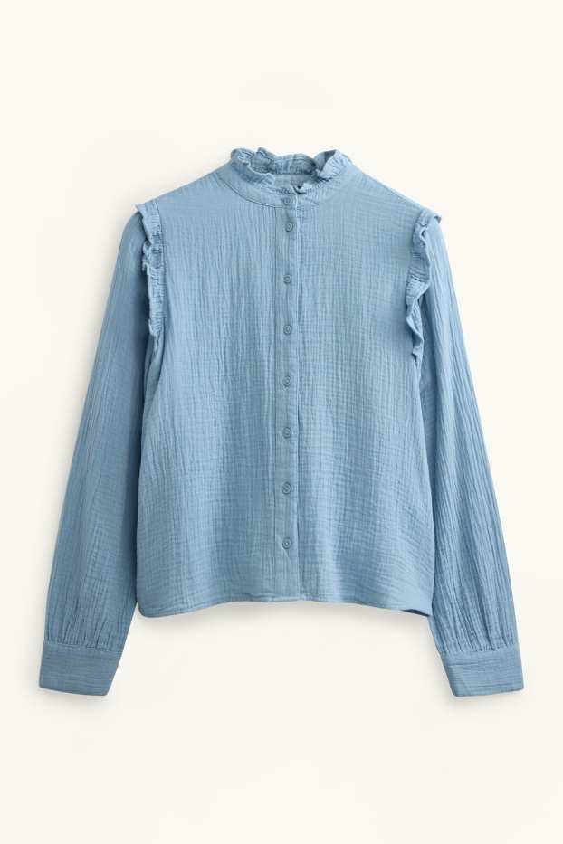Donna - Blusa di mussola - blu
