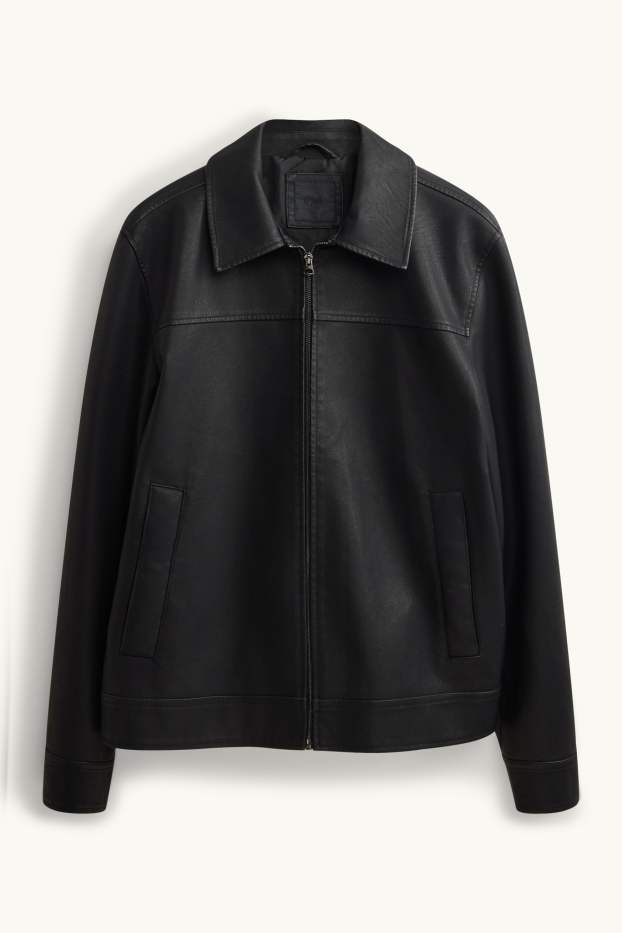 Hommes - Blouson motard - synthétique - noir