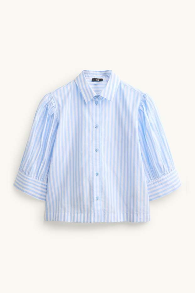 Femmes - Chemise-blouse - à rayures - blanc / bleu