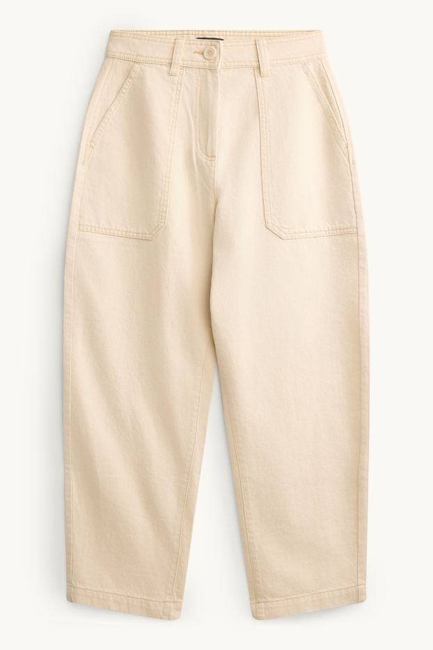 Damen - Barrel Jeans - High Waist - cremefarben