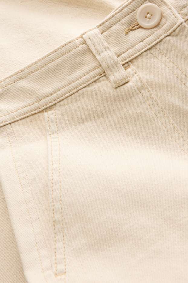 Damen - Barrel Jeans - High Waist - cremefarben