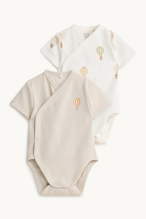 Unisex - Pack de 2 - globos - bodies para bebé - beis