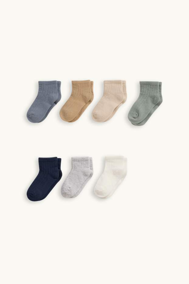 Baby Boys - Multipack of 7 - baby socks - ribbed - blue / beige