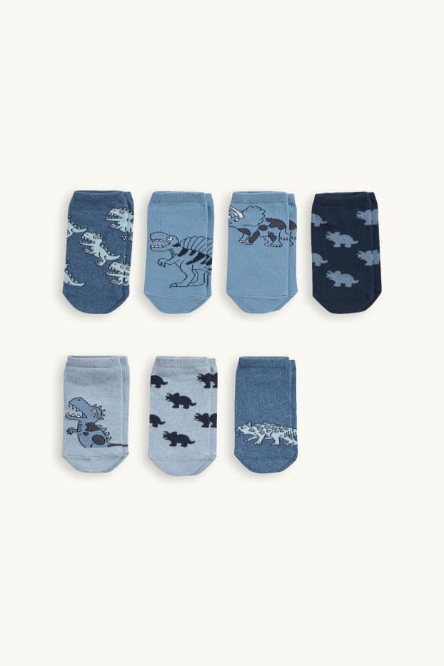 Enfants garçons - Lot de 7 paires - dinosaure - socquettes de sport à motif - bleu