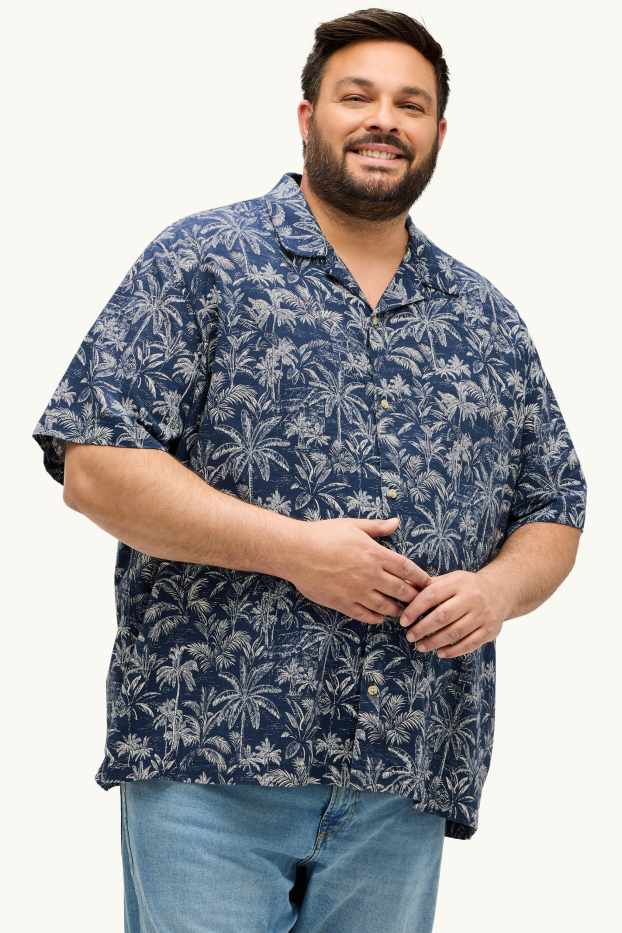 Hombre - Camisa - regular fit - estampada - azul oscuro