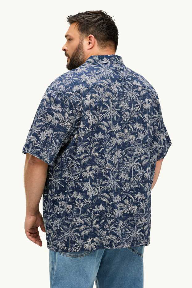 Hombre - Camisa - regular fit - estampada - azul oscuro