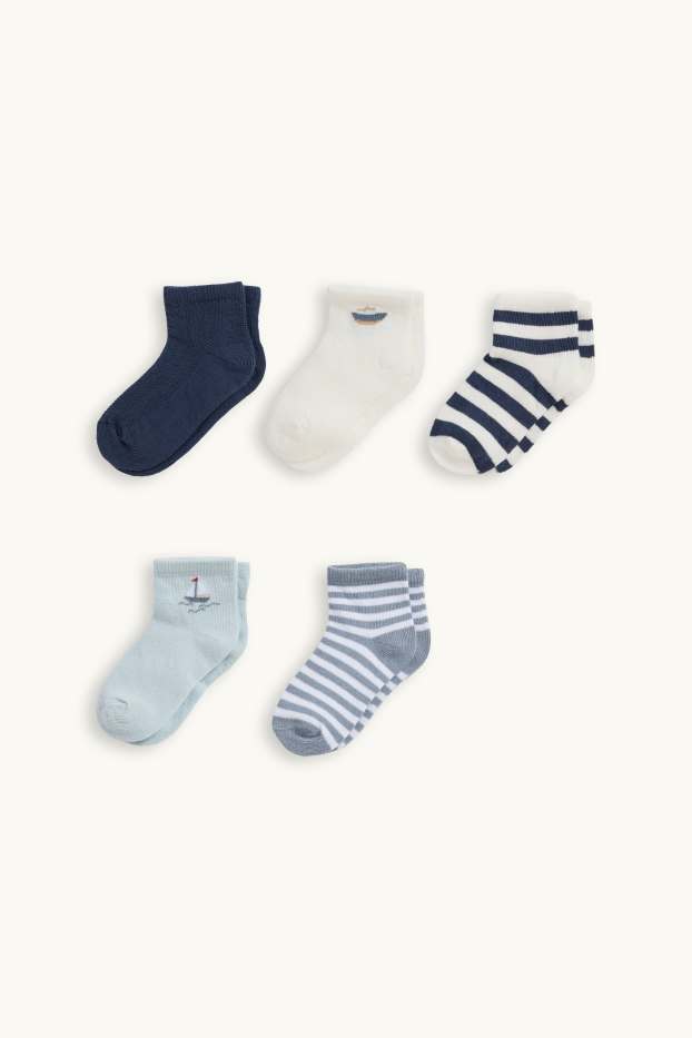 Bébés garçons - Lot de 5 paires - petits bateaux à voile - chaussettes bébé à motif - bleu