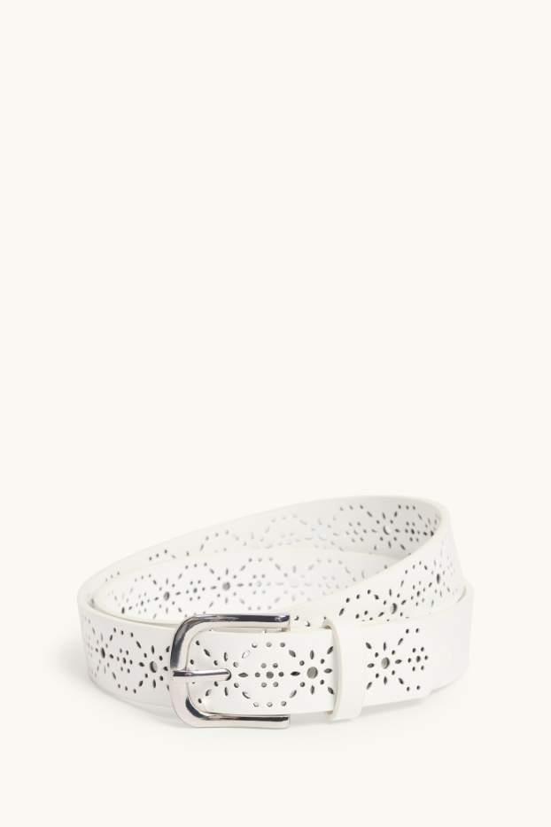 Dámské - Pásek - imitace kůže - bílá