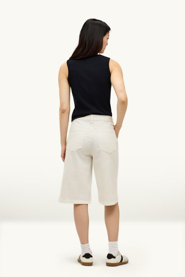 Donna - Bermuda di jeans - vita media - bianco