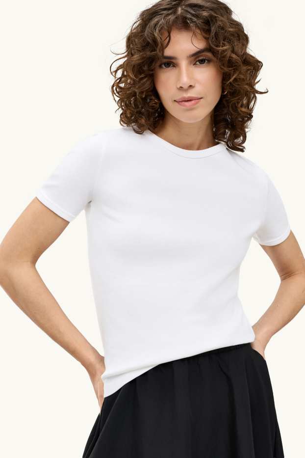 Damen - T-Shirt - Slim Fit - weiß