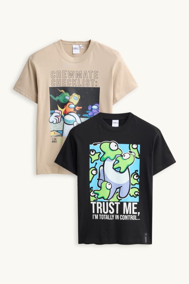 Children Boys - Multipack of 2 - Among Us - short sleeve T-shirt - black / beige