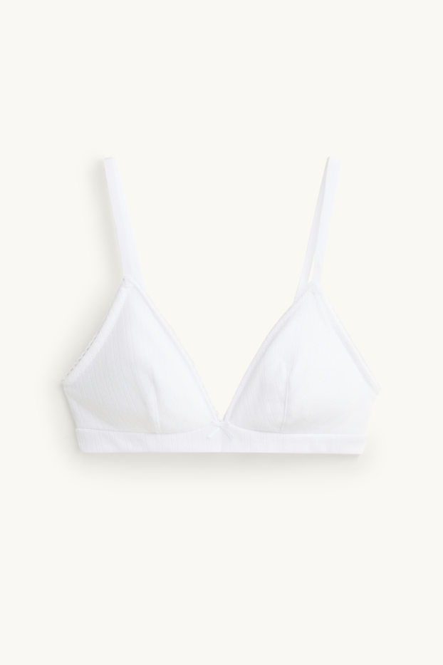 Femei - Bralette cu model pointelle - nevătuit - alb