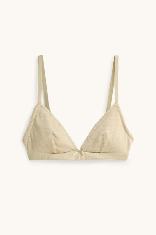 Femei - Bralette cu model pointelle - nevătuit - galben muștar