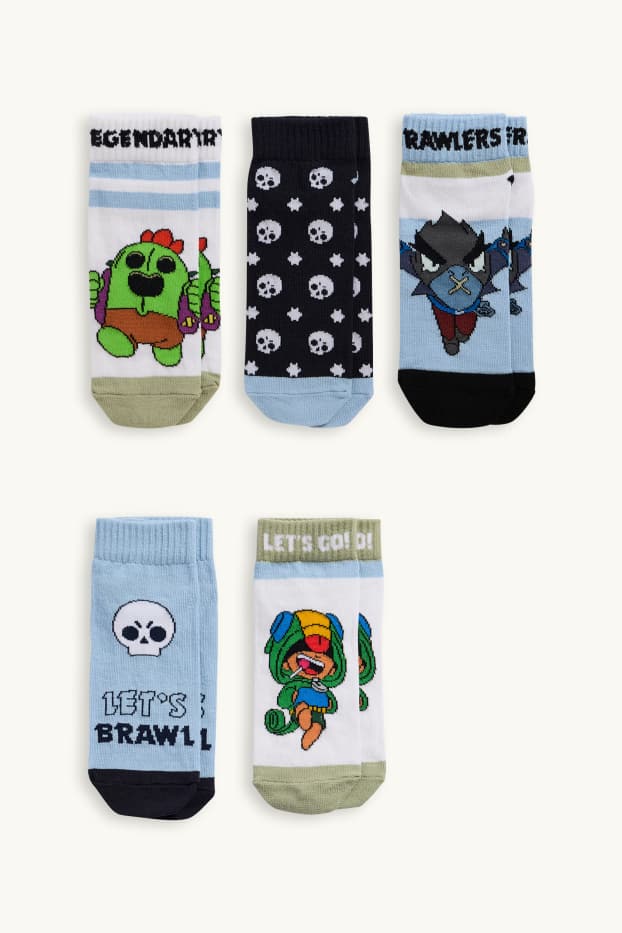 Děti - chlapci - Multipack 5 ks - Brawl Stars - ponožky s motivem - bílá