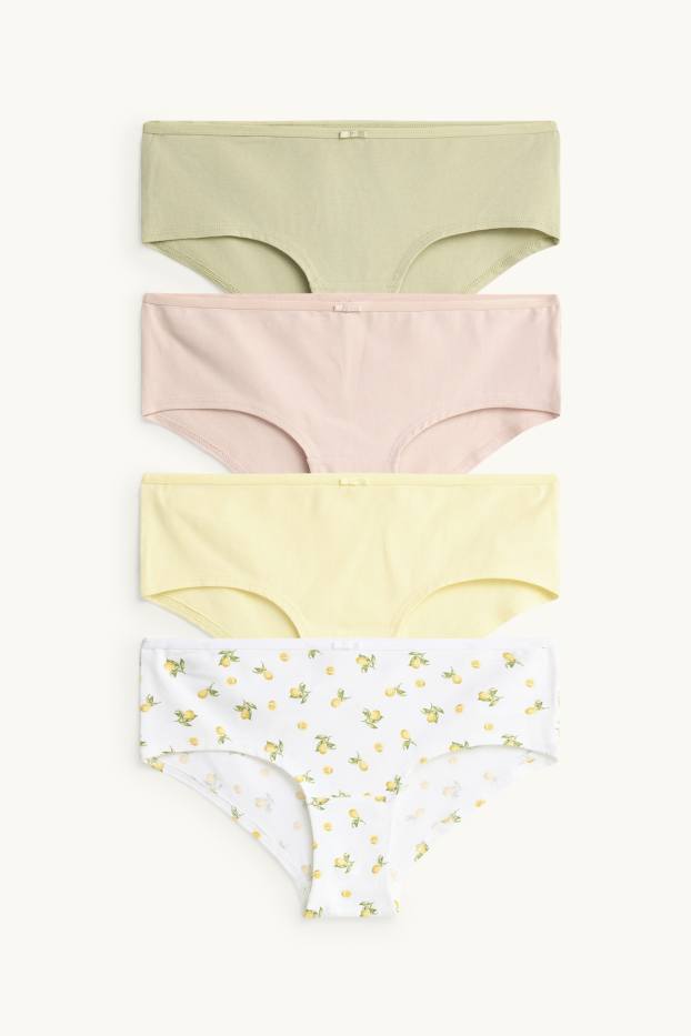 Mujer - Pack de 4 - hipsters - blanco / amarillo