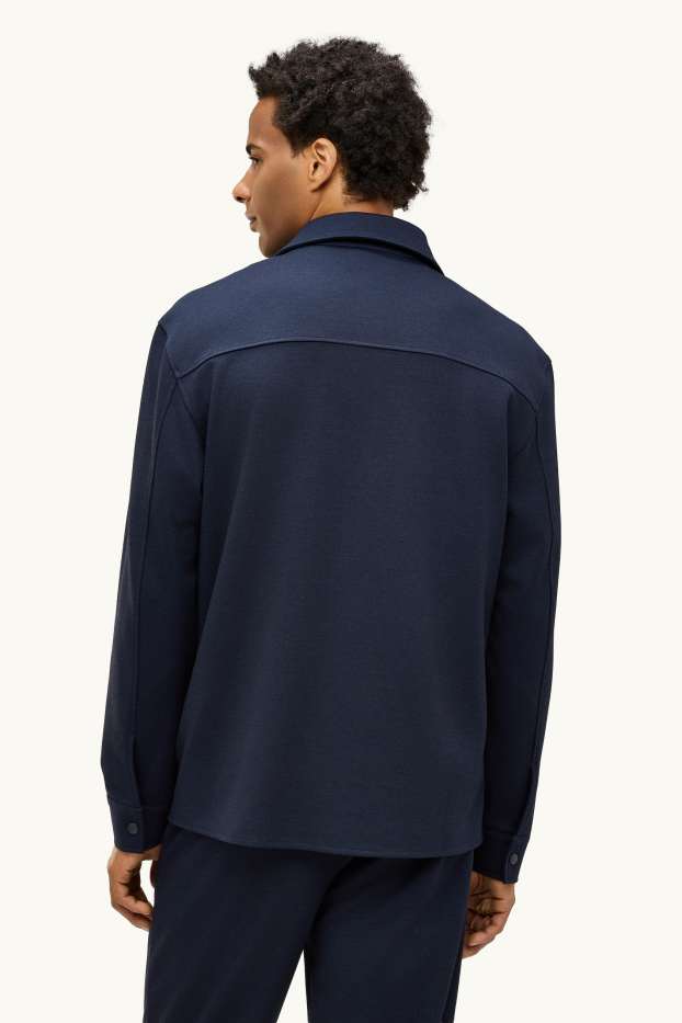 Men - Shirt jacket - relaxed fit - kent collar - dark blue