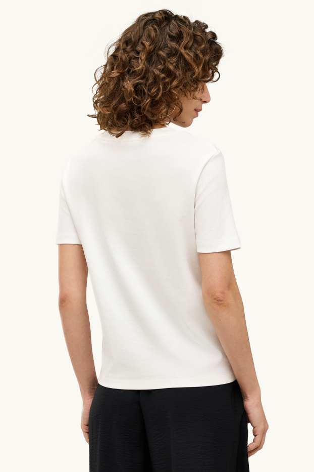 Dona - Samarreta de màniga curta - regular fit - de flors - blanc